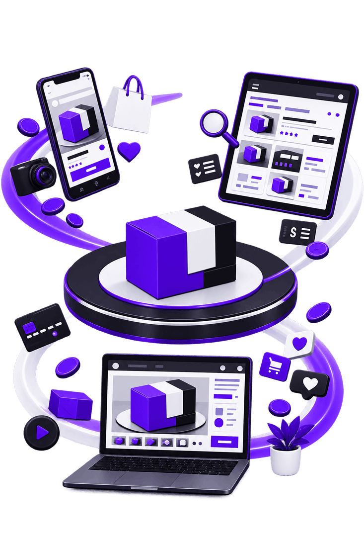 One Product Selling Across Channels | Account Health Management Service Account Health Management Service - the same item on a platform, a storefront listing under a magnifier